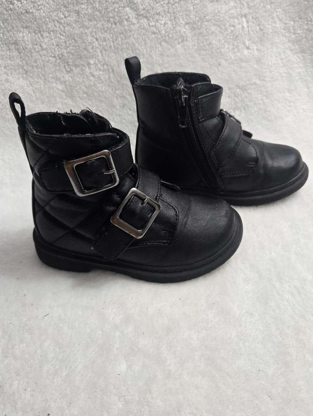 Rachel Black Ankle Boots with Buckle Straps Zipper Boots Size 6 Toddles Shoes